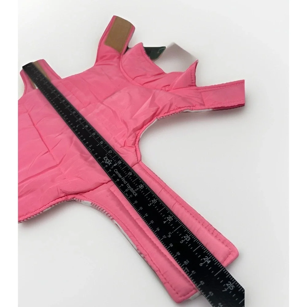 Dog Puffer Coat Reversible Reflective Waterproof Jacket Medium Pink Plaid Kuoser